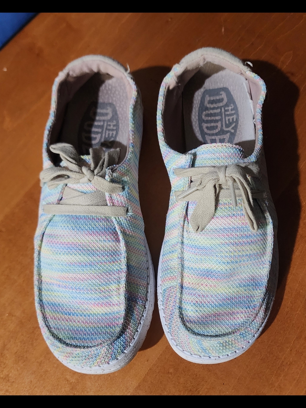 Hey Dude Women's Size 9 Wendy Sox Pastel Stripe Knit Shoes-Lightly Worn